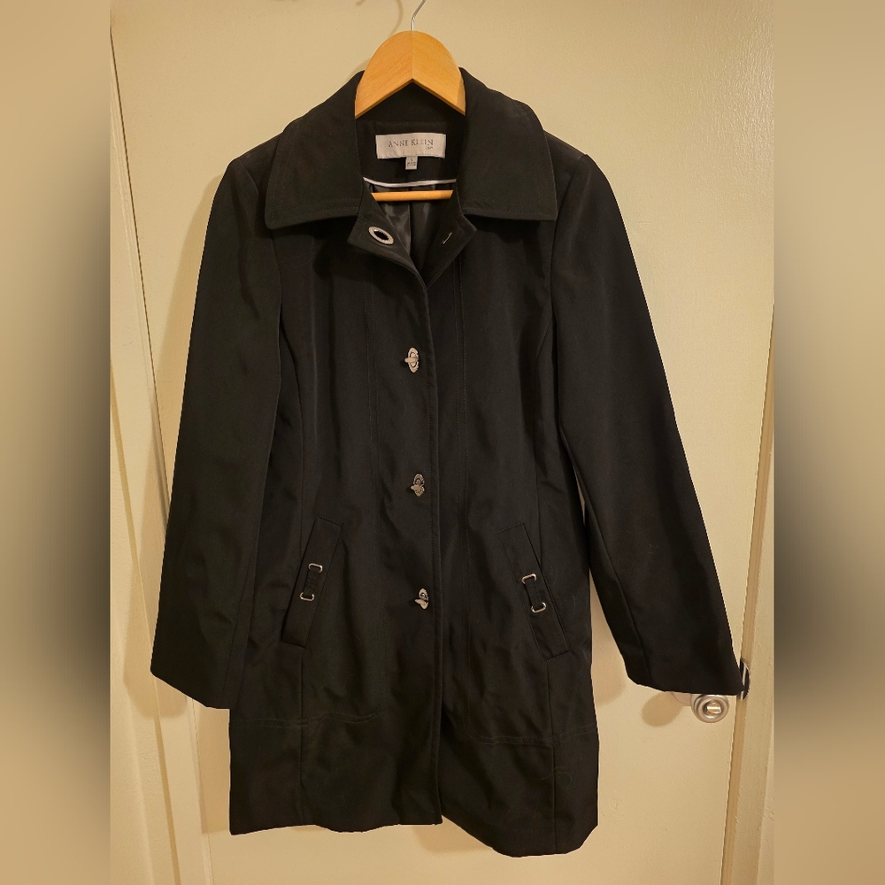 Anne Klein Women's Elegant Black Trench Coat